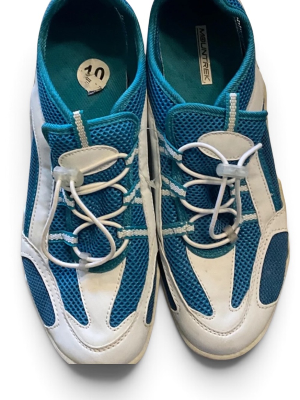 Mountrek • Blue White Mesh Athletic Walking Shoes • Bungee Lace • Size 10